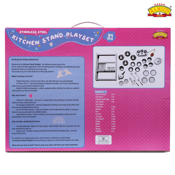 Ramson Stainless Steel Kitchen Playset 34 Pcs-Pretend Play-Ramson-Toycra