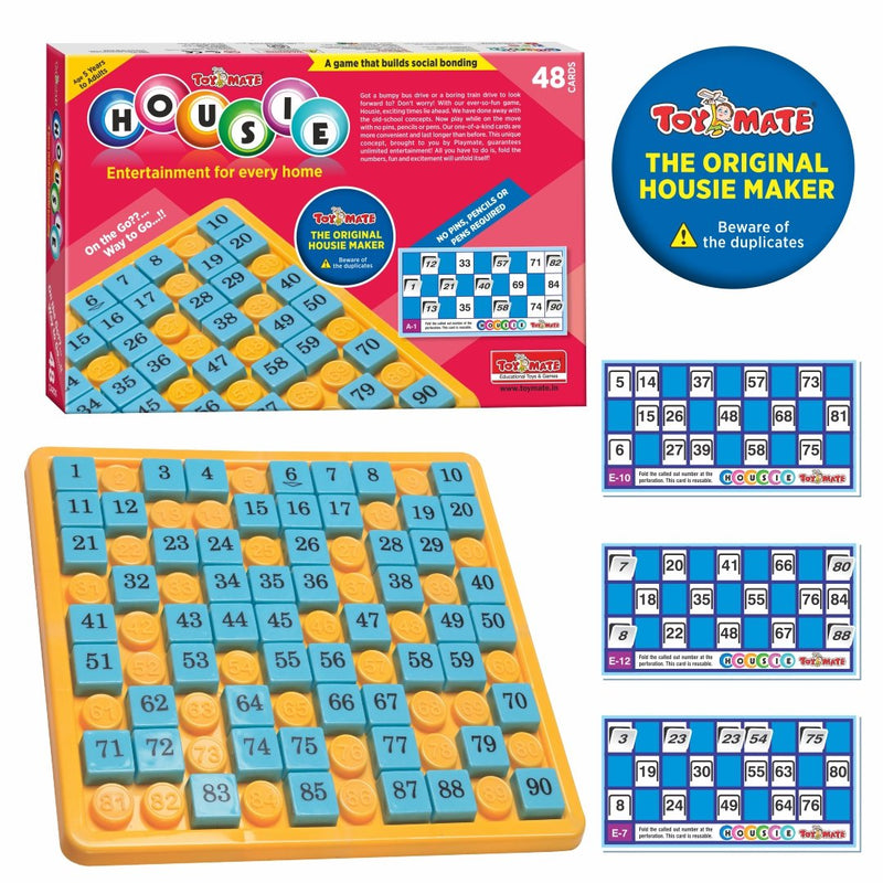 Red Housie 48 Cards – No-Pen Foldable Bingo Tambola Family Game, Reusable, Travel-Friendly