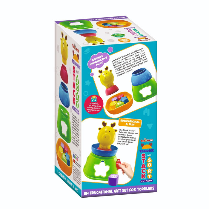 Reindeer Stack & Sort Toy for Toddlers | 2-in-1 Educational Play Set (12–36M)-simple-Toymate-Toycra