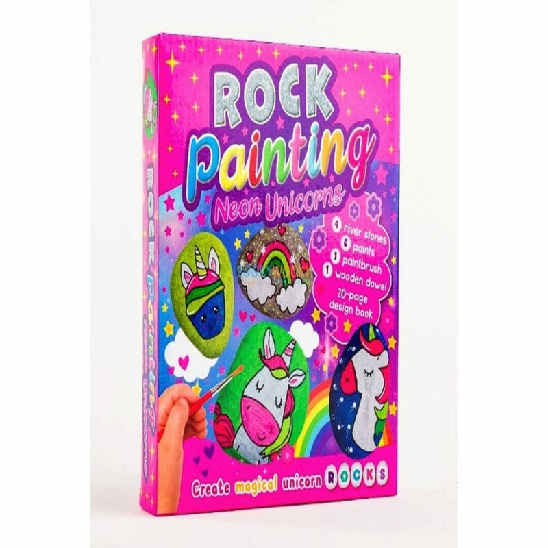 Rock Painting Neon Unicorns