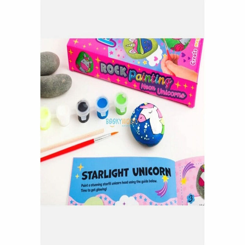 Rock Painting Neon Unicorns