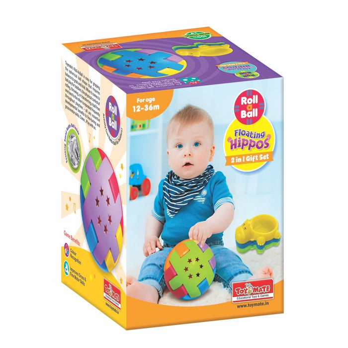 Roll-a-Ball & Floating Hippos Gift Set | Bath & Play Toys for 12–36 Months-simple-Toymate-Toycra