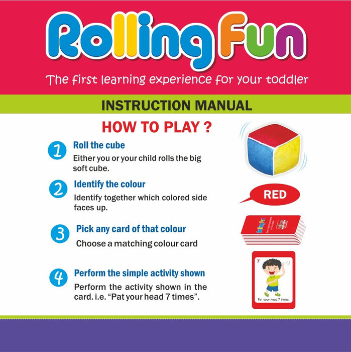 Rolling Fun – The Ultimate Learning Cube & Activity Cards Set for Toddlers 48 Cards | 6 Color Categories-simple-Toymate-Toycra
