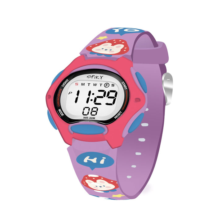Spiky Eva18 Printed Strap Round Sports Digital Watch