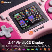 Sameo Super Genius Handheld Gaming Console | 500+ Built-in Classic Retro 8-Bit Games