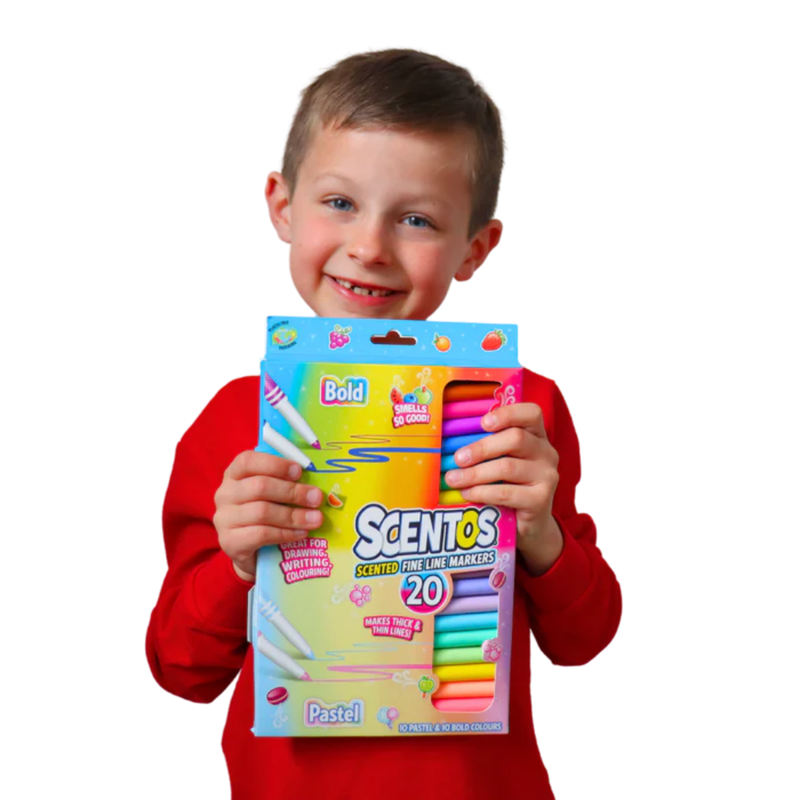 Scentos Scented Fine Line Markers Bold & Pastel Colors- Pack of 20