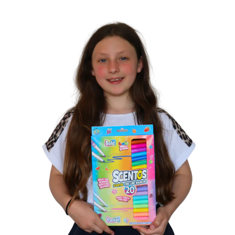 Scentos Scented Fine Line Markers Bold & Pastel Colors- Pack of 20