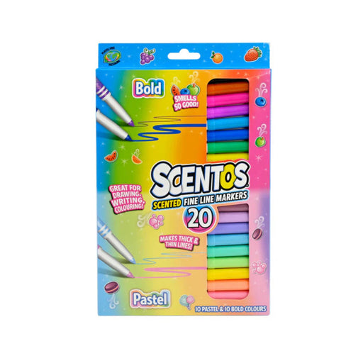 Scentos Scented Fine Line Markers Bold & Pastel Colors- Pack of 20-Arts & Crafts-Scentos-Toycra