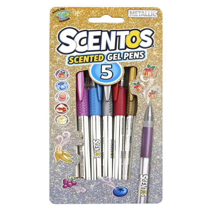 Scentos Scented Metallic Gel Pens - Pack of 5-Arts & Crafts-Scentos-Toycra