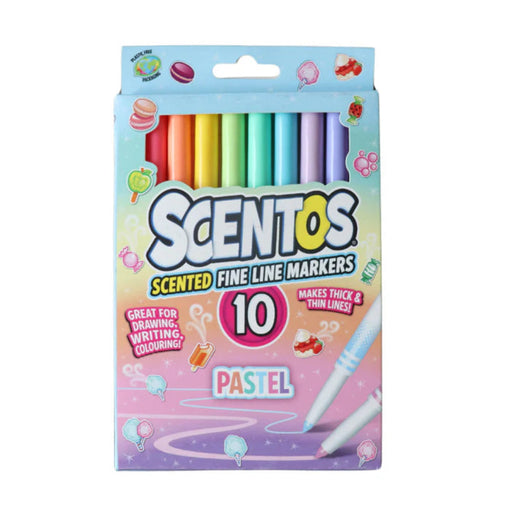 Scentos Scented Pastel Color Fine Line Markers (Pack of 10)-Arts & Crafts-Scentos-Toycra