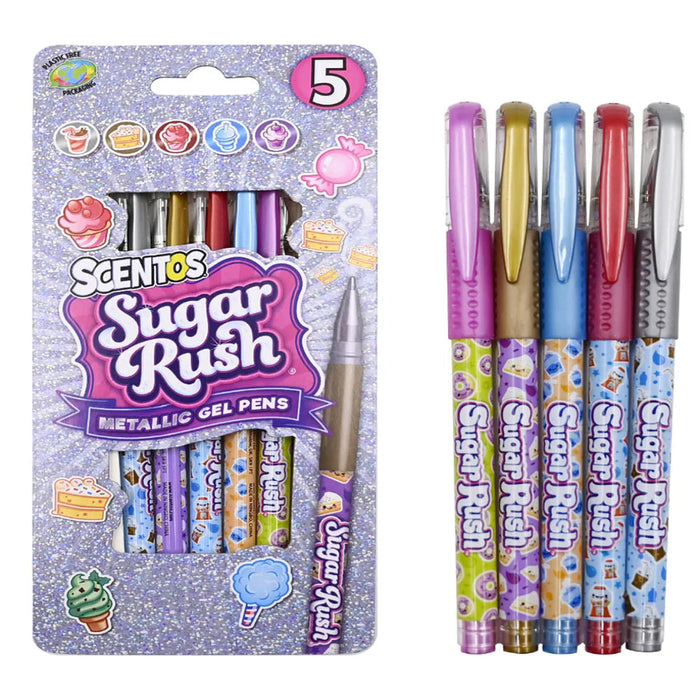 Scentos Sugar Rush Scented Metallic Gel Pens - Pack of 5-Arts & Crafts-Scentos-Toycra