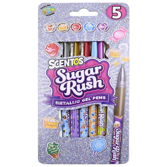 Scentos Sugar Rush Scented Metallic Gel Pens - Pack of 5-Arts & Crafts-Scentos-Toycra