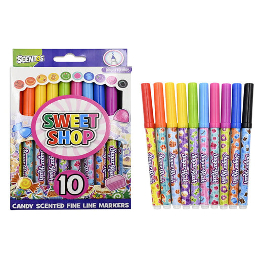 Scentos Sweet Shop Fine Line Markers - Pack of 10-Arts & Crafts-Scentos-Toycra