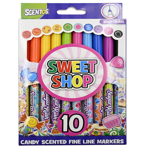 Scentos Sweet Shop Fine Line Markers - Pack of 10-Arts & Crafts-Scentos-Toycra