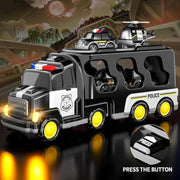 Shanvi Toys 5-in-1 Friction Powered Double Decker Transport Truck Toy Set