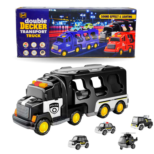 Shanvi Toys 5-in-1 Friction Powered Double Decker Transport Truck Toy Set-Vehicles-Shanvi Toys-Toycra