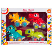 Shooting Star Dino Wheels, Friction Powered Running Dinosaur Pack of 4