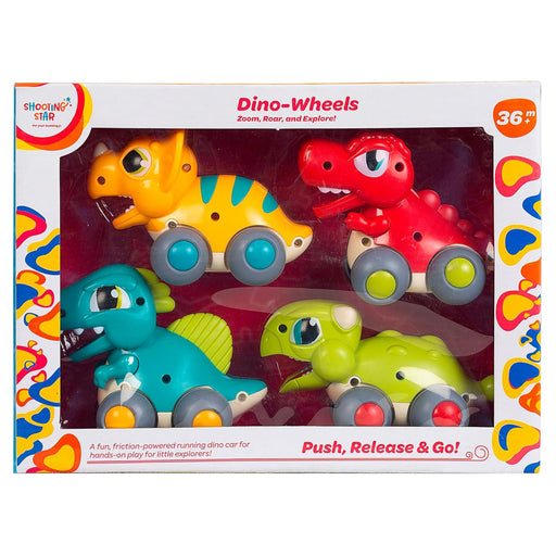 Shooting Star Dino Wheels, Friction Powered Running Dinosaur Pack of 4-Active Play-Shooting Star-Toycra