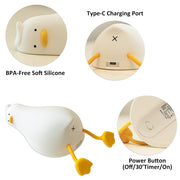 Silicone Lie in Peace Duck Sleep Lamp K-1096