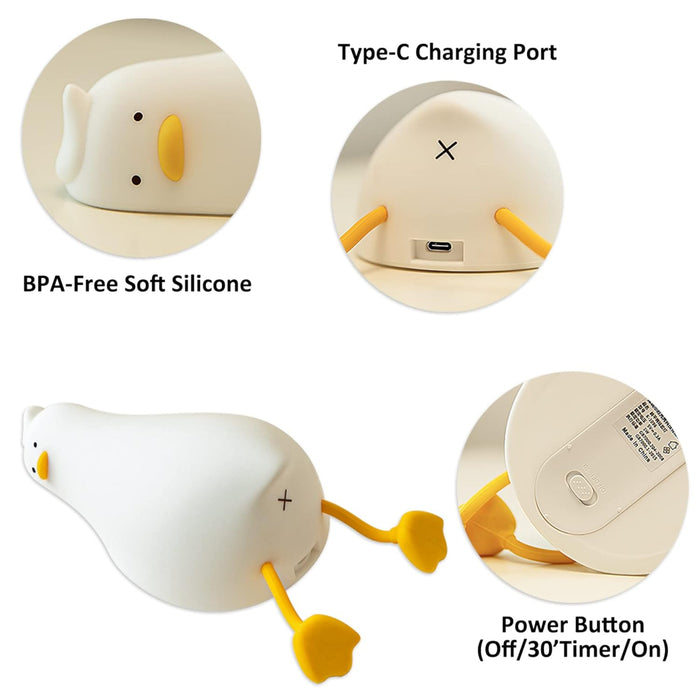 Silicone Lie in Peace Duck Sleep Lamp K-1096-Electronic Toys-Bright International-Toycra