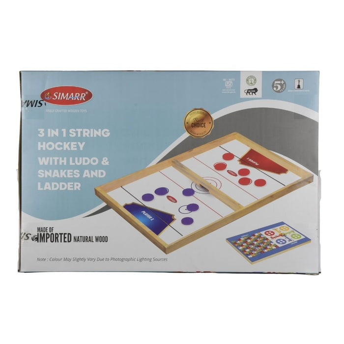 Simarr 3 in 1 String Hockey with Ludo and Snakes and Ladder-Board Games-Simarr Toys-Toycra