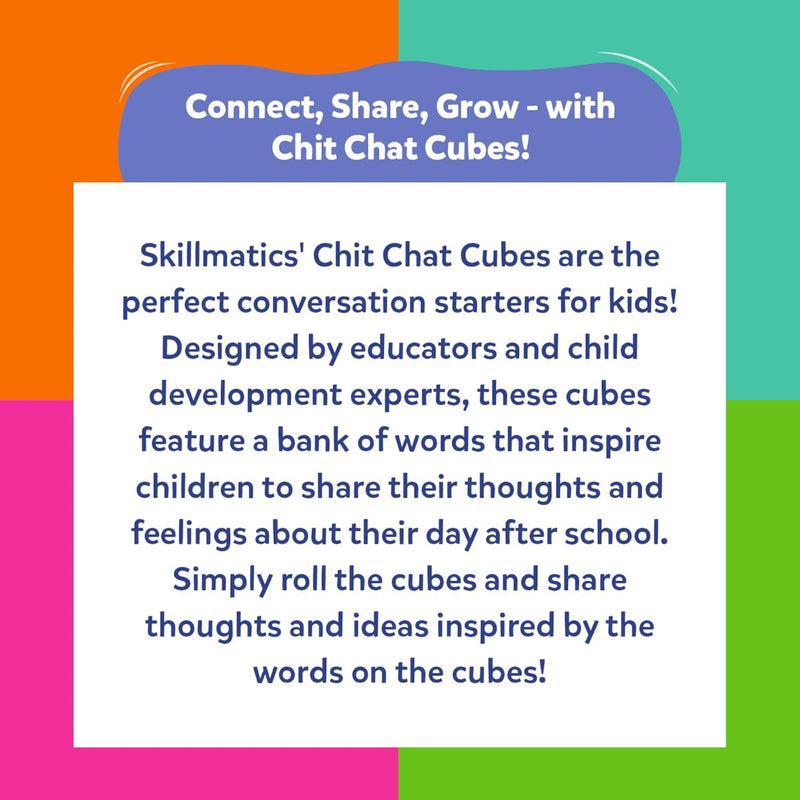 Skillmatics Chit Chat Cubes: After School Edition | Conversation Starter Game (ages 4+)