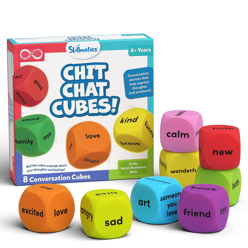 Skillmatics Chit Chat Cubes: After School Edition | Conversation Starter Game (ages 4+)