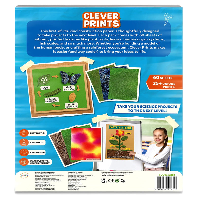 Skillmatics Clever Prints: Life Science | Construction Paper (60 Sheets)