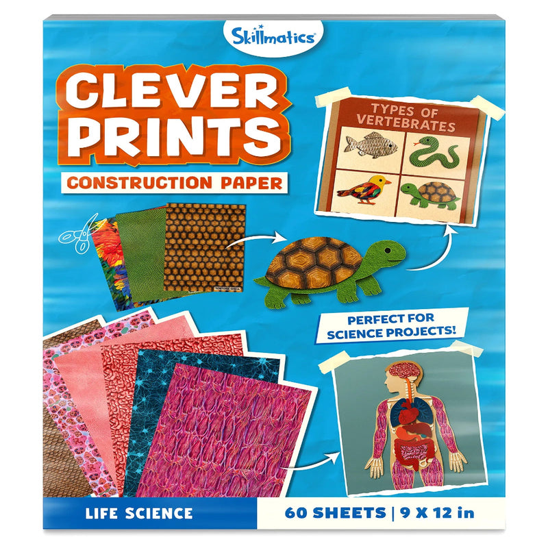 Skillmatics Clever Prints: Life Science | Construction Paper (60 Sheets)