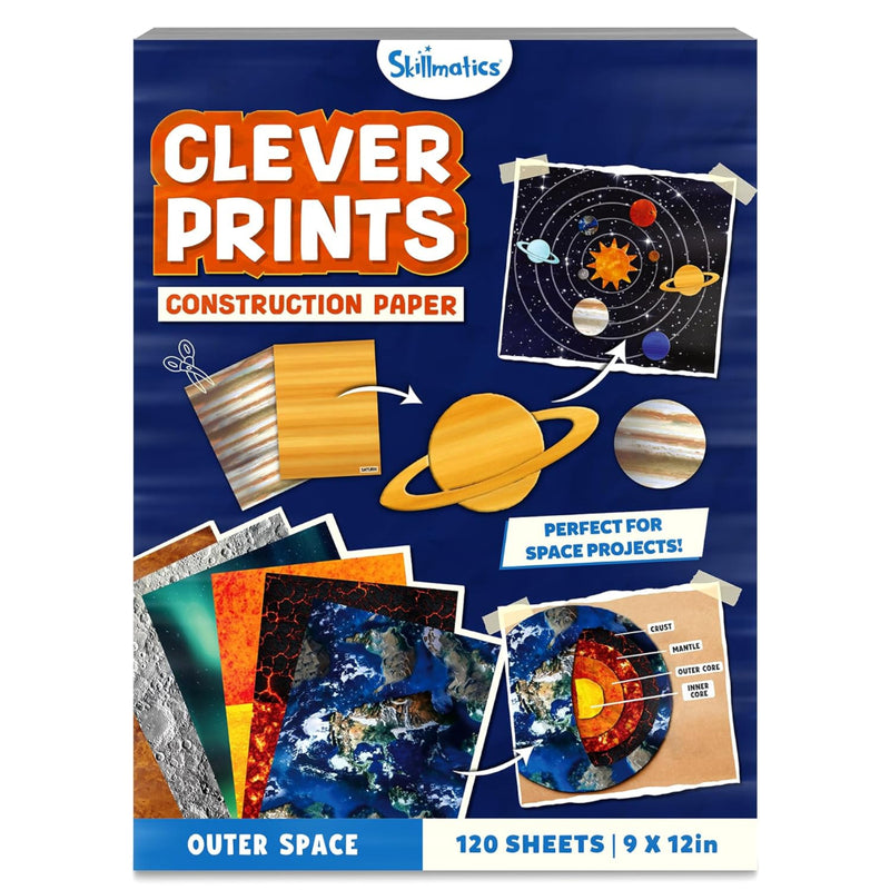 Skillmatics Clever Prints: Outer Space | Construction Paper (120 Sheets)