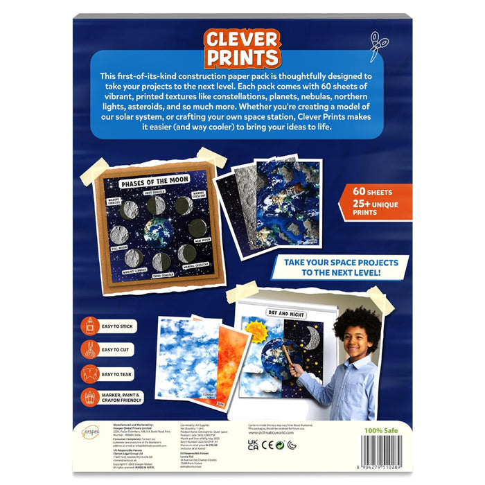 Skillmatics Clever Prints: Outer Space | Construction Paper (60 Sheets)-Arts & Crafts-Skillmatics-Toycra
