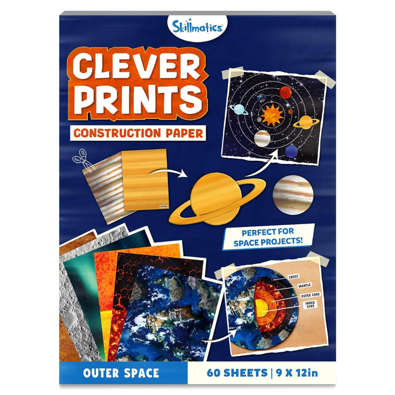 Skillmatics Clever Prints: Outer Space | Construction Paper (60 Sheets)