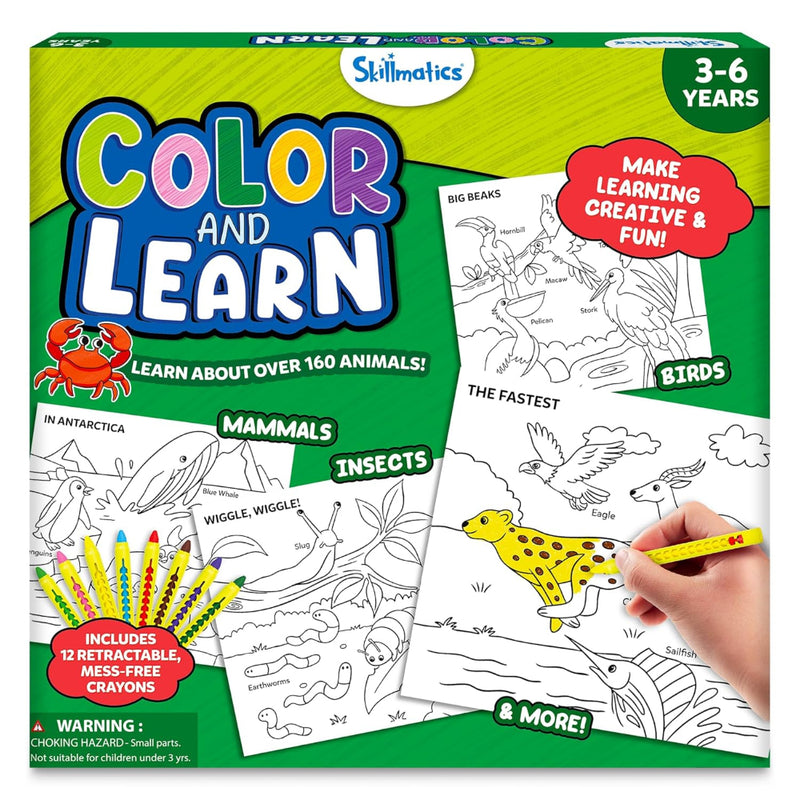 Skillmatics Color and Learn: Animals | Colouring Book (ages 3-6)