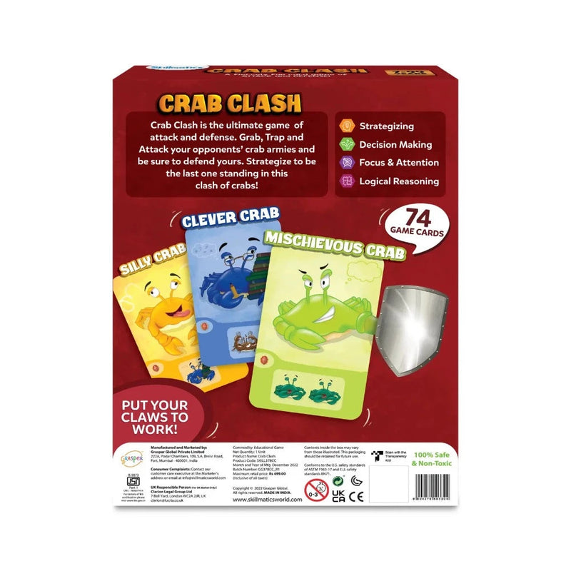 Skillmatics Crab Clash | Fiercely Fun Card Game of Attack and Defense