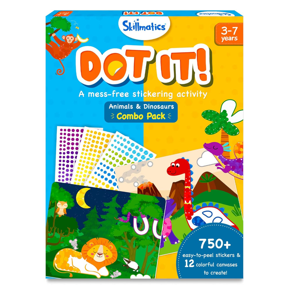 Skillmatics Dot It Sticker Art Activity - Animals & Dinosaurs Combo ...