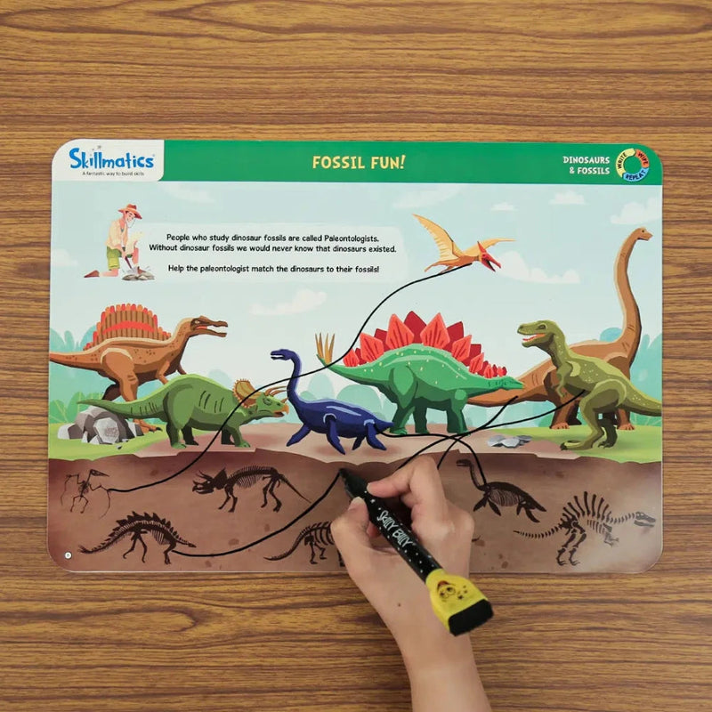 Skillmatics Educational Game Dinosaurs and Fossils Reusable Activity Mats
