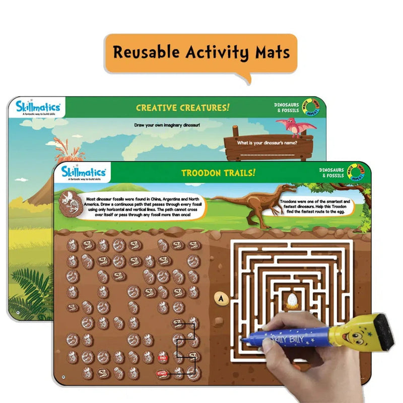 Skillmatics Educational Game Dinosaurs and Fossils Reusable Activity Mats