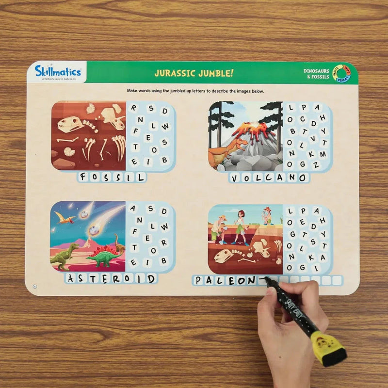 Skillmatics Educational Game Dinosaurs and Fossils Reusable Activity Mats