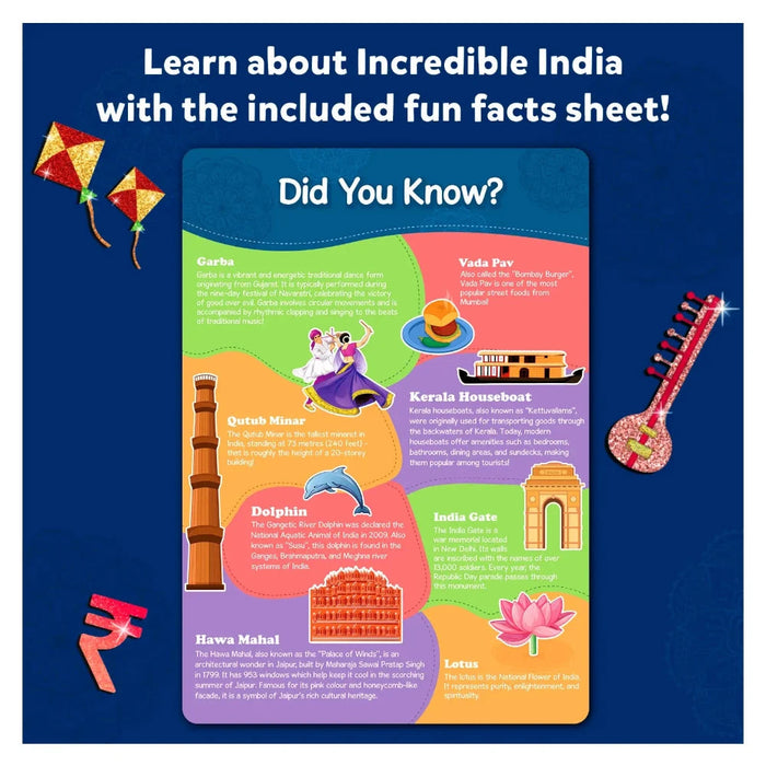 Skillmatics Foil Fun Incredible India | No Mess Art Kit (Ages 4-12)-Arts & Crafts-Skillmatics-Toycra