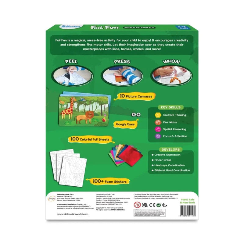 Skillmatics Foil Fun: World Of Animals | No Mess Art Kit