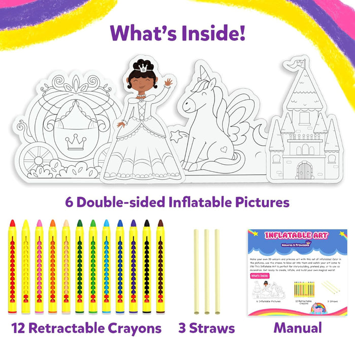 Skillmatics Inflatable Art: Unicorns & Princesses | 3D DIY Craft Kit (ages 4-7)-Arts & Crafts-Skillmatics-Toycra