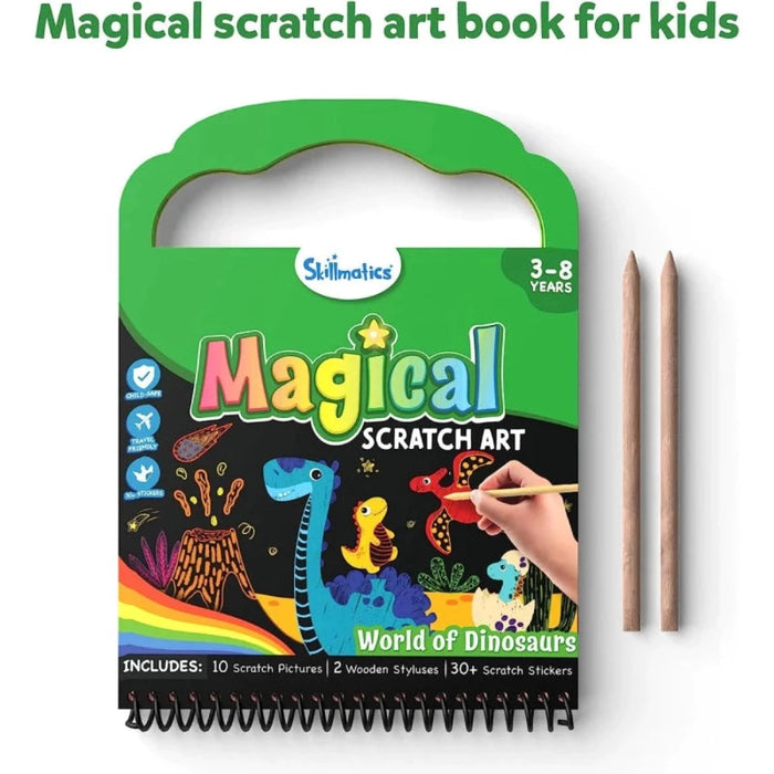Skillmatics Magical Scratch Art Book: World of Dinosaurs-Arts & Crafts-Skillmatics-Toycra