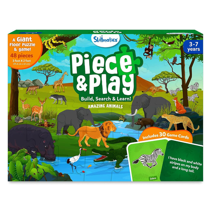 Skillmatics Piece & Play: Amazing Animals | Floor Puzzle & Game (ages 3-7)-Kids Games-Skillmatics-Toycra