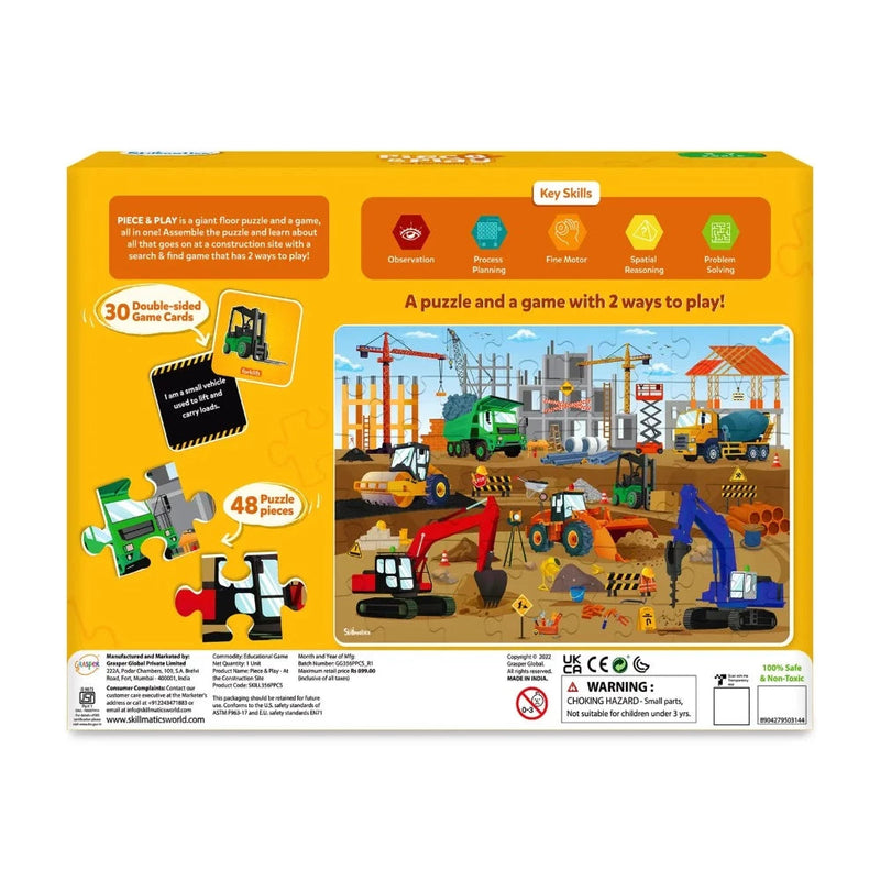 Skillmatics Piece & Play: Construction Site | Floor Puzzle & Game