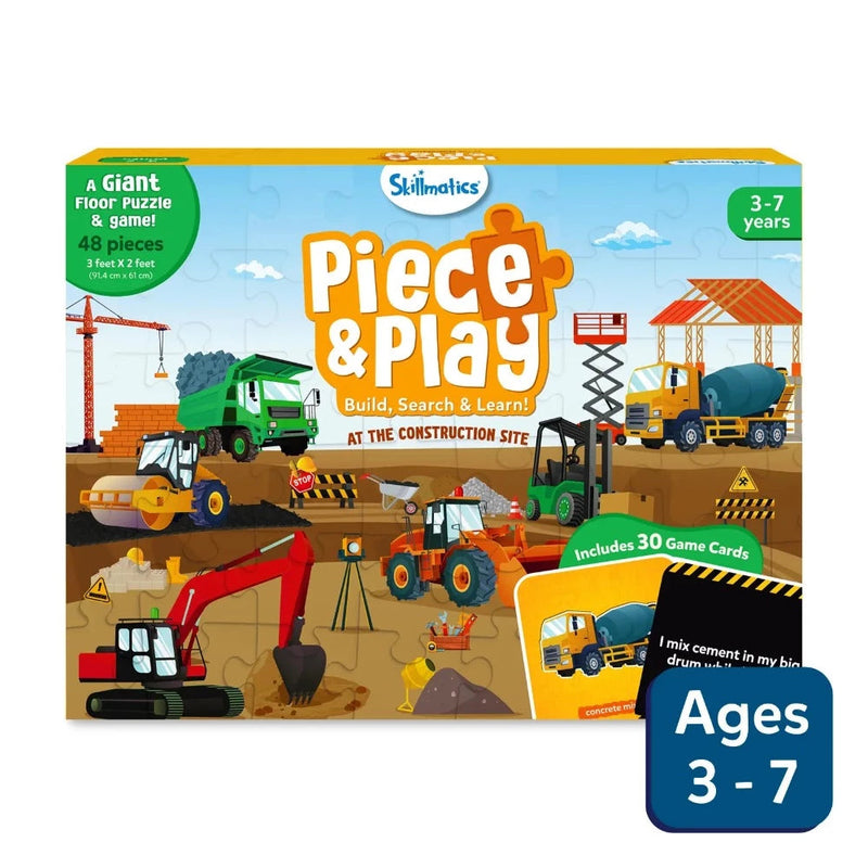 Skillmatics Piece & Play: Construction Site | Floor Puzzle & Game