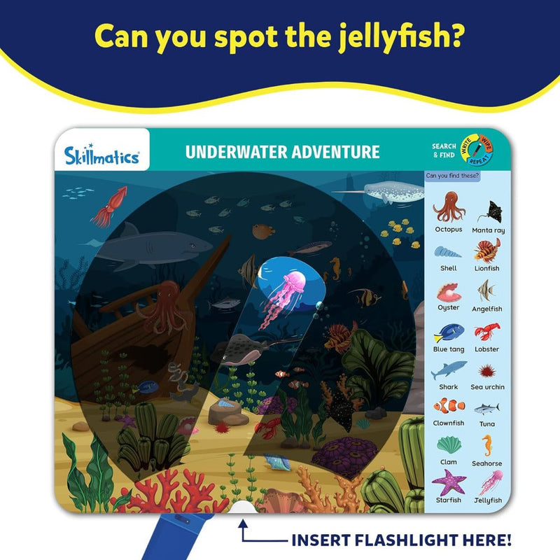 Skillmatics Search & Find Flashlight Magic | Reusable Activity Mats (ages 3-6)