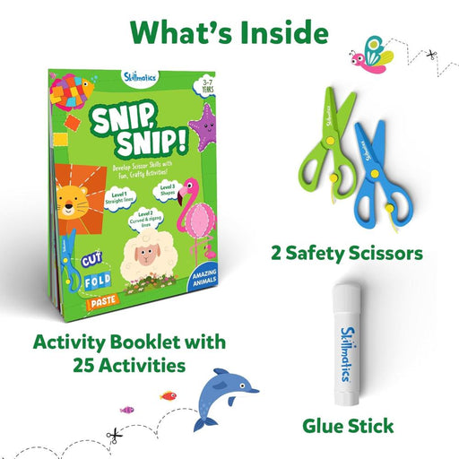 Skillmatics Snip Snip - Amazing Animals | Art & Craft Activity Kit-Arts & Crafts-Skillmatics-Toycra