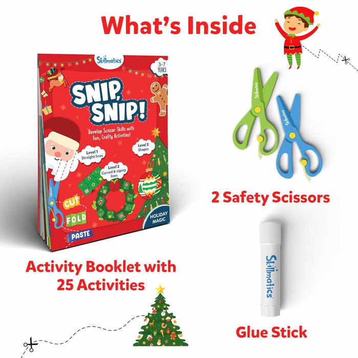 Skillmatics Snip Snip: Holiday Magic | Art & Craft Activity Kit (ages 3-7)-Arts & Crafts-Skillmatics-Toycra