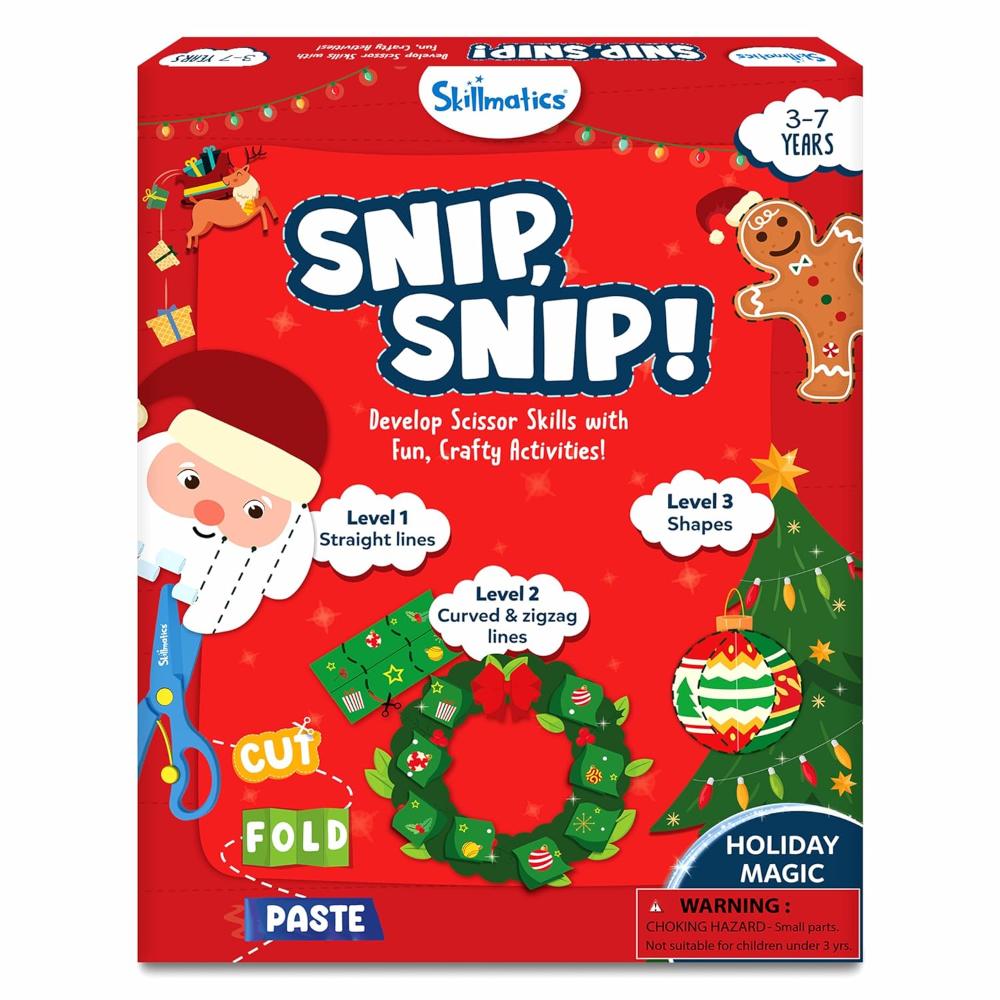 Skillmatics Snip Snip: Holiday Magic Art Craft Activity Kit (ages 3-7)