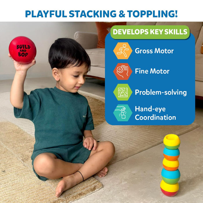 Skillmatics Stacking & Toppling Toy for Toddlers - Build & Bop-Kids Games-Skillmatics-Toycra